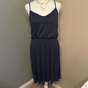 NWT Ann Taylor Loft size M strappy dress cotton blue elastic waist